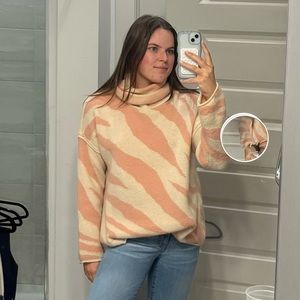 POL Pink & Cream Zebra turtleneck